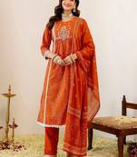 Women Embroidered Regular Kurta with Pyjamas & With Dupatta