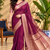Wine Banarasi Woven Gold Zari Design Pure Soft Georgette Fabric Lightweight Saree Unstitche