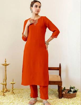 Women Ethnic Motifs Embroidered Regular Thread Work Kurta with Trousers & With Dupatta 5
