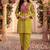 Embroidery Lace Mustard Yellow Rayon Co Ords for Women