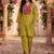 Embroidery Lace Mustard Yellow Rayon Co Ords for Women