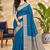 Rama Blue Banarasi Woven Gold Zari Design Pure Soft Georgette Fabric Lightweight Saree Unstitche