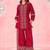 Embroidered Dark Red Cotton Blend Co Ords for Women