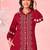 Embroidered Dark Red Cotton Blend Co Ords for Women