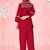 Embroidered Dark Red Cotton Blend Co Ords for Women
