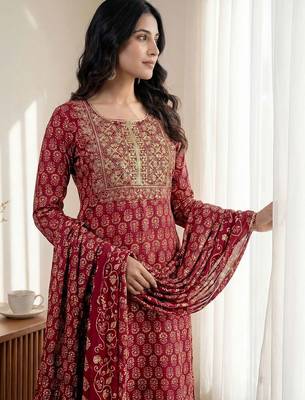 Women Ethnic Motifs Printed Regular Kurta with Trousers & With Dupatta 4