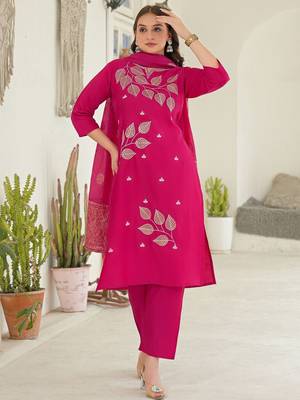Women Ethnic Motifs Embroidered Regular Thread Work Kurta with Trousers & With Dupatta 6