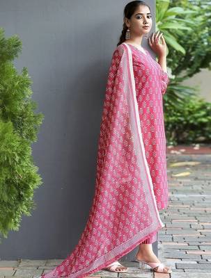 Women Ethnic Motifs Printed Regular Pure Cotton Kurta with Palazzos & With Dupatta 3