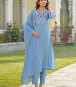 Women Ethnic Motifs Embroidered Regular Mirror Work Kurta with Trousers & With Dupatta