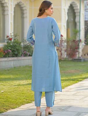 Women Ethnic Motifs Embroidered Regular Mirror Work Kurta with Trousers & With Dupatta 2
