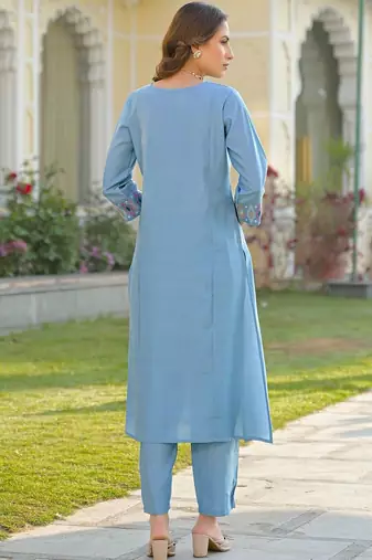 Women Ethnic Motifs Embroidered Regular Mirror Work Kurta with Trousers & With Dupatta
