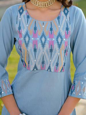 Women Ethnic Motifs Embroidered Regular Mirror Work Kurta with Trousers & With Dupatta 4