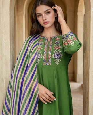 Women Ethnic Motifs Printed A-Line Kurta with Trousers & Dupatta 2