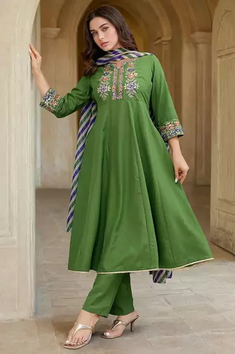 Women Ethnic Motifs Printed A-Line Kurta with Trousers & Dupatta