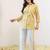 Embroidered Beige & Yellow lining Cotton Blend Co Ords for Women