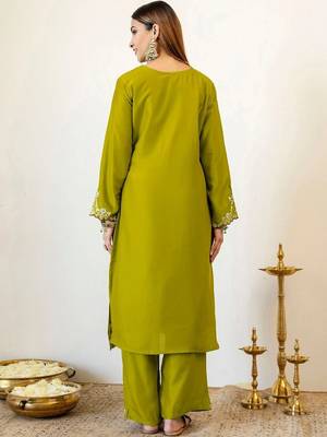 Women Ethnic Motifs Embroidered Mirror Work Kurta with Palazzos & With Dupatta 3