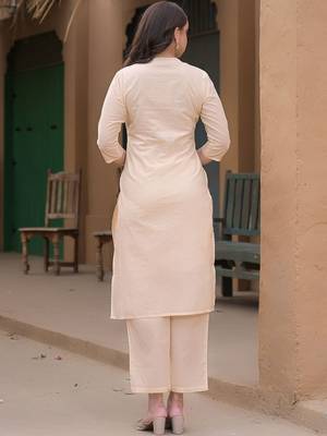 Embroidered Peach Pure Cotton Co Ords for Women 3