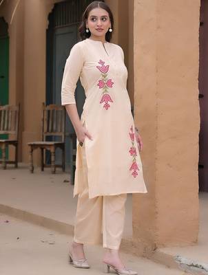 Embroidered Peach Pure Cotton Co Ords for Women 6