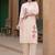 Embroidered Peach Pure Cotton Co Ords for Women