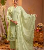 Women Ethnic Motifs Embroidered Regular Thread Work Kurta with Trousers & With Dupatta