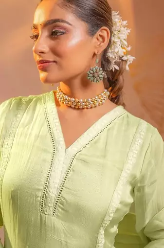 Women Ethnic Motifs Embroidered Regular Thread Work Kurta with Trousers & With Dupatta