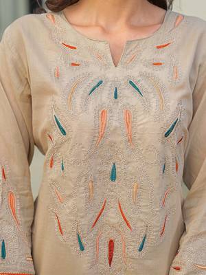Women Embroidered Regular Kurta with Palazzos & With Dupatta 4