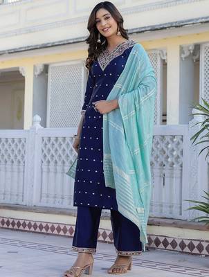 Women Regular Sequinned Kurta with Palazzos With Dupatta 1