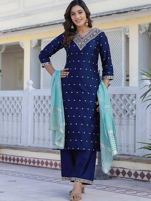 Women Regular Sequinned Kurta with Palazzos With Dupatta 6