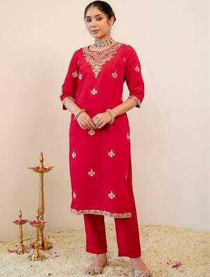 Women Ethnic Motifs Embroidered Regular Kurta with Trousers & With Dupatta 4