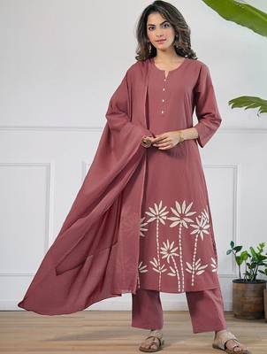 Women Ethnic Motifs Printed Regular Pure Cotton Kurta with Trousers & With Dupatta 1