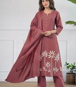 Women Ethnic Motifs Printed Regular Pure Cotton Kurta with Trousers & With Dupatta