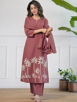 Women Ethnic Motifs Printed Regular Pure Cotton Kurta with Trousers & With Dupatta 3