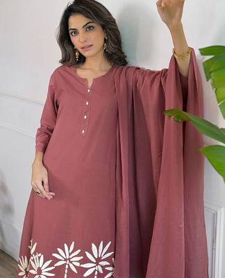 Women Ethnic Motifs Printed Regular Pure Cotton Kurta with Trousers & With Dupatta 5