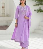 Women Ethnic Motifs Embroidered Regular Thread Work Kurta with Trousers & With Dupatta