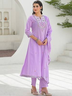 Women Ethnic Motifs Embroidered Regular Thread Work Kurta with Trousers & With Dupatta 6