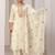 Women Floral Embroidered Regular Thread Work Chanderi Cotton Kurta with Palazzos & With Dupatta