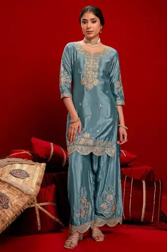 Women Ethnic Motifs Embroidered Regular Thread Work Kurta with Patiala & With Dupatta