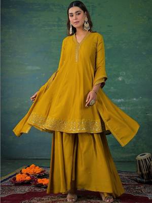 Women Embroidered Regular Kurta with Palazzos & With Dupatta 2