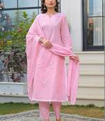 Women Ethnic Motifs Embroidered Regular Thread Work Kurta with Trousers & With Dupatta