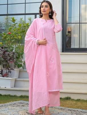 Women Ethnic Motifs Embroidered Regular Thread Work Kurta with Trousers & With Dupatta 2