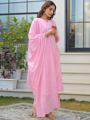 Women Ethnic Motifs Embroidered Regular Thread Work Kurta with Trousers & With Dupatta 6