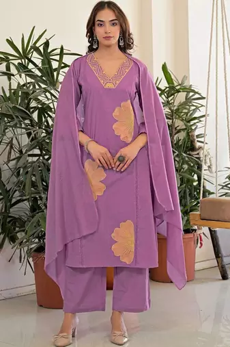 Women Ethnic Motifs Embroidered Regular Thread Work Kurta with Palazzos & With Dupatta