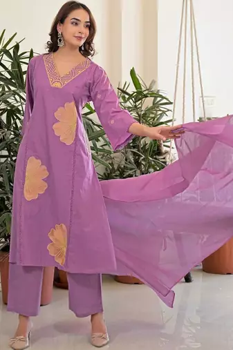 Women Ethnic Motifs Embroidered Regular Thread Work Kurta with Palazzos & With Dupatta