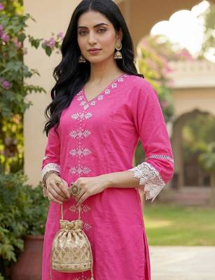 Women Ethnic Motifs Embroidered Regular Thread Work Kurta with Trousers & With Dupatta 2