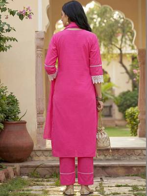 Women Ethnic Motifs Embroidered Regular Thread Work Kurta with Trousers & With Dupatta 3