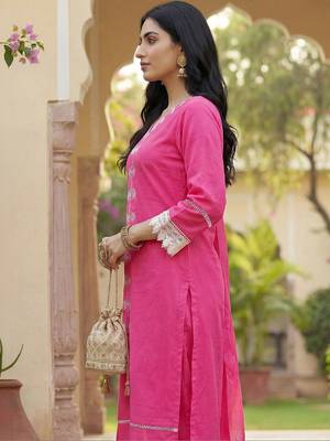 Women Ethnic Motifs Embroidered Regular Thread Work Kurta with Trousers & With Dupatta 6