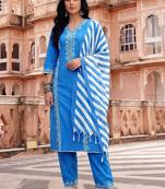 Women Ethnic Motifs Embroidered Regular Thread Work Kurta with Trousers & With Dupatta