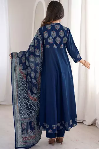 Women Embroidered Regular Kurta with Pyjamas & With Dupatta
