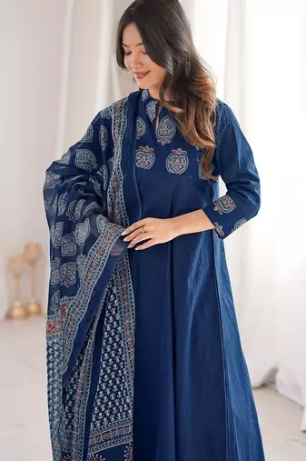 Women Embroidered Regular Kurta with Pyjamas & With Dupatta