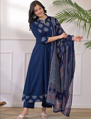 Women Ethnic Motifs Printed Regular Kurta with Trousers & With Dupatta 6